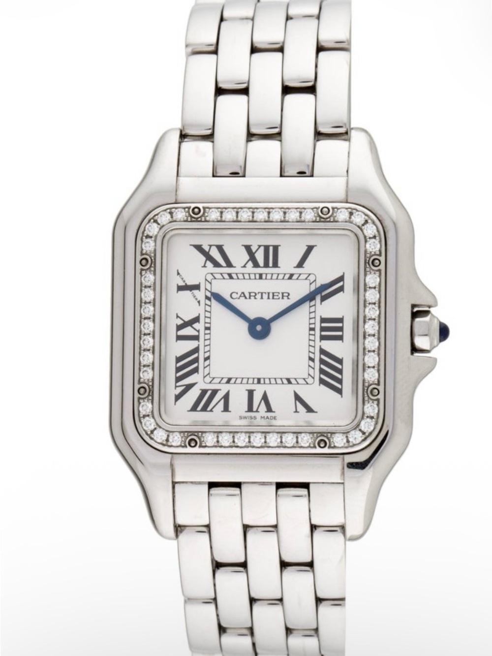 Cartier medium sized Panthere stainless steel Diamond Bezel Watch